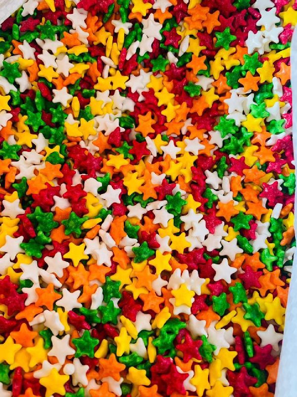 Multicoloured Star Shape Cake Sprinkle, Packaging Type : Plastic Packets