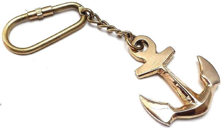 brass ship anchor keychain