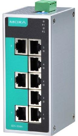 Rectengular MOXA ﻿EDS 208A Ethernet Switch, for Industrial