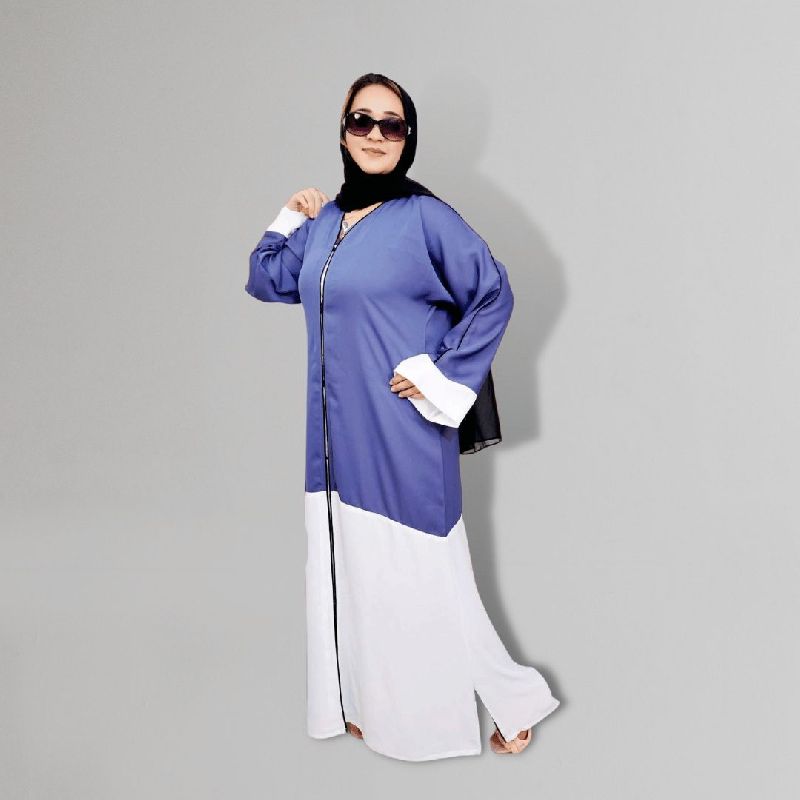 Ladies White & Blue Abaya, Size : XXL