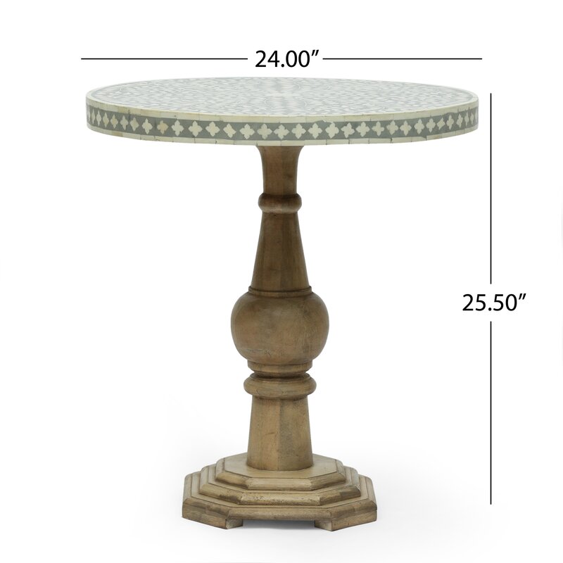 Bone Inlay Pedestal Table