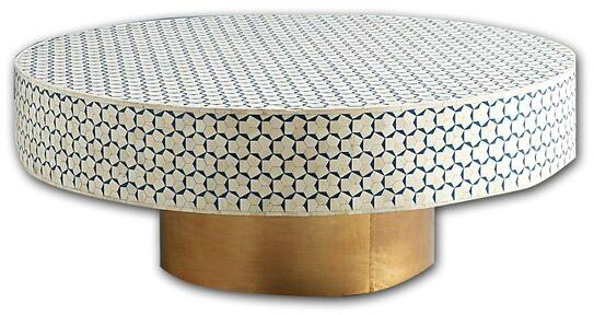 Round Mother of Pearl Coffee Table, for Hotel, Home, Size : Standard