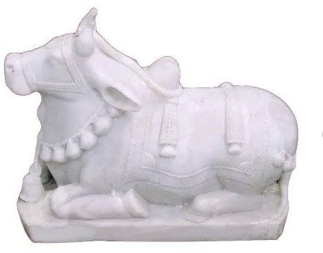 Marble Nandi Statue, for Temple, Pattern : Plain