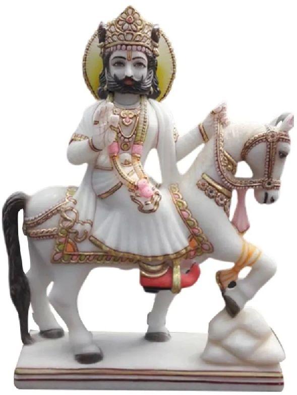 Plain Marble Ramdev Baba Statue, Packaging Type : Thermocol Box