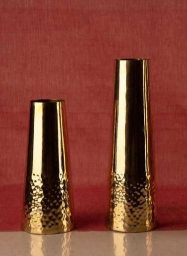 Hammered Brass Flower Vase Holder