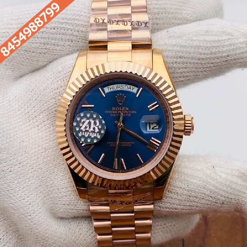 Rolex Day&amp;amp;amp;amp;amp;ndash;Date Roman Full Gold Blue Dial Swiss Automatic Watch