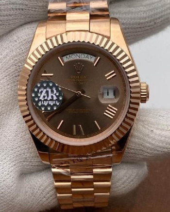 Rolex Day&amp;amp;amp;amp;ndash;Date Roman Rose Gold Brown Dial Swiss Automatic Watch (2)