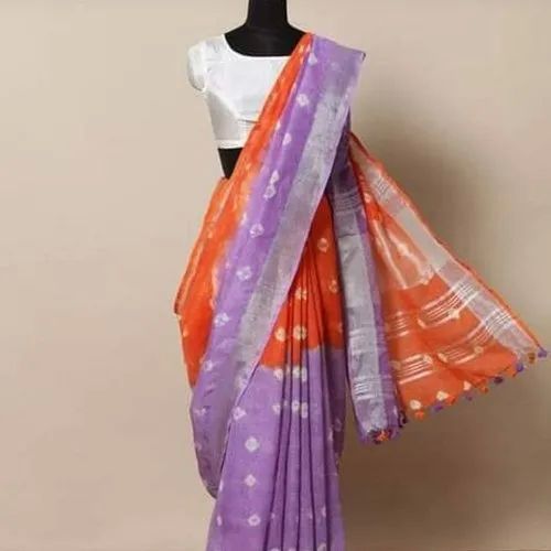 Sandeep Textiles Printed Linen Shibori Saree, Occasion : Party Wear