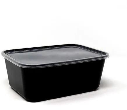 1250ml Black Rectangular Plastic Container