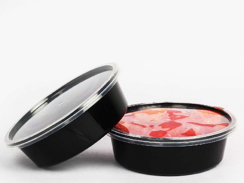 300ml Black Round Plastic Container