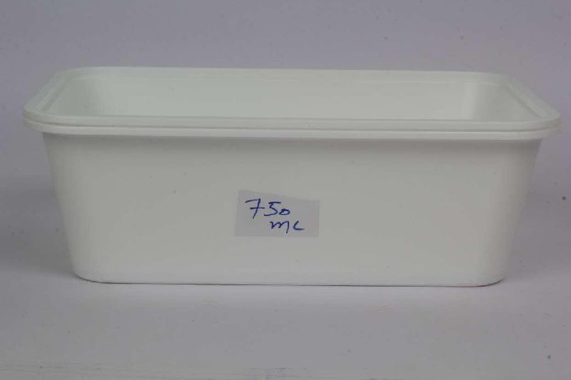 750ml White Rectangular Plastic Container