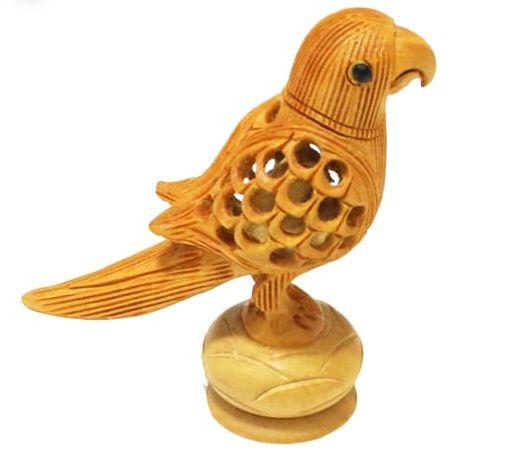 Carved Wooden Parrot Statue, for Decoration, Feature : Best Quality, Complete Finishing