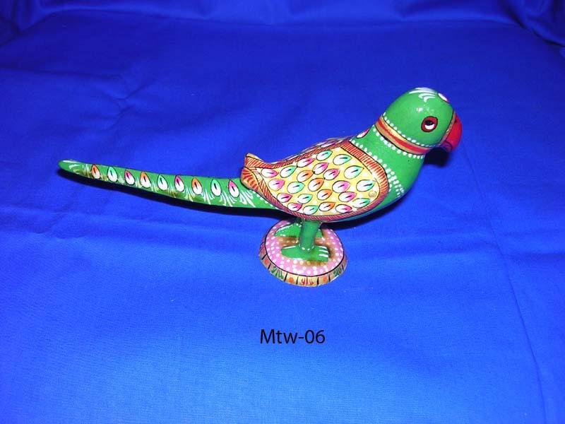 Multicolor Wooden Parrot Statue, for Decoration, Feature : Complete Finishing