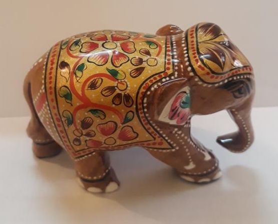 Wooden Painted Elephant Statue, for Decoration, Feature : Easy To Place, Complete Finishing