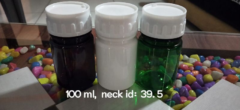 Round 100ml PET Bottle with Cap, Pattern : Plain