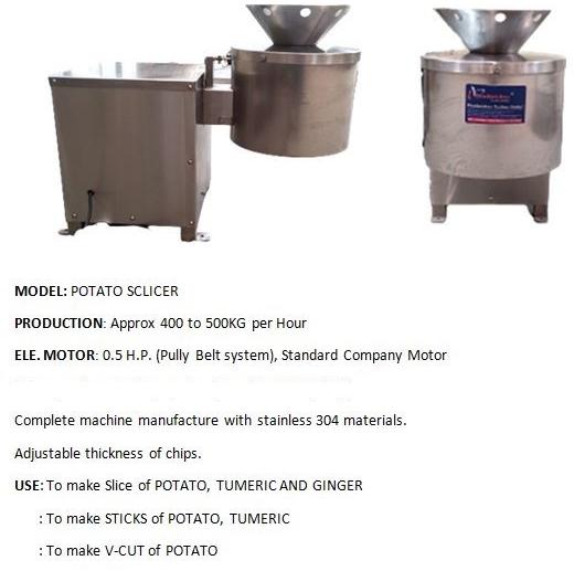 Stainless Steel Automatic Potato Slicer, 1 HP, 200Kg/Hour