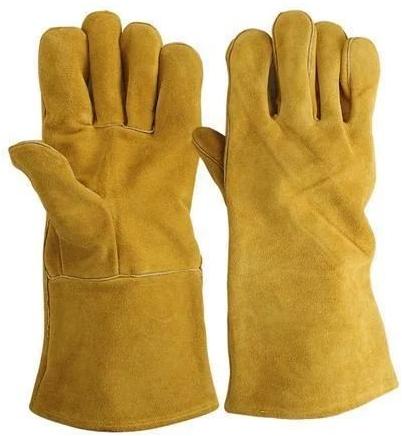 Plain Leather safety gloves, Size : 10-15 Inch