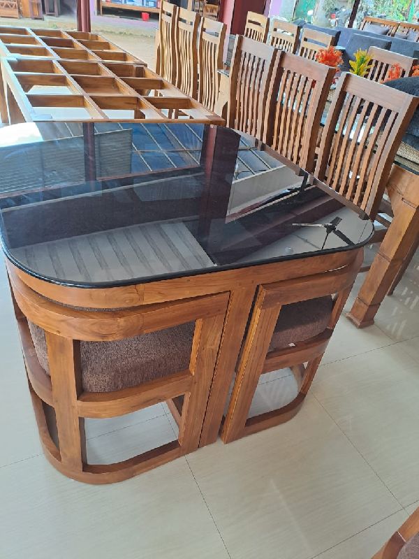 teak wood dining table set, Shape Rectangular Kerala Coir Emporium