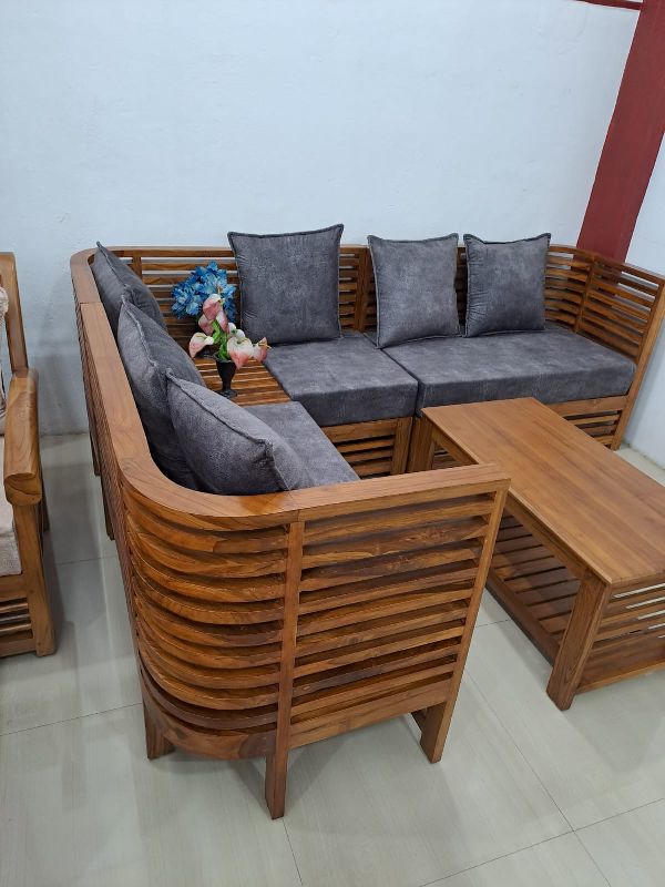 Kce Rectangular Teak Wood Sofa Set