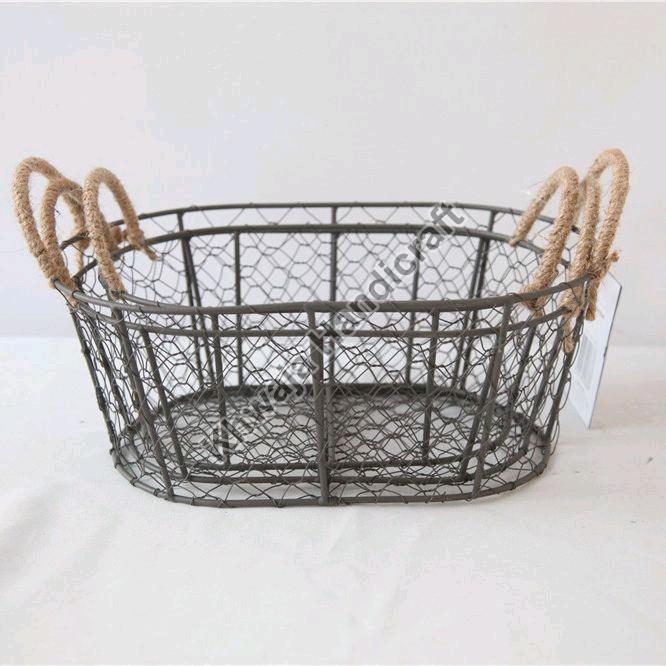 Iron Rattan Basket with Handle