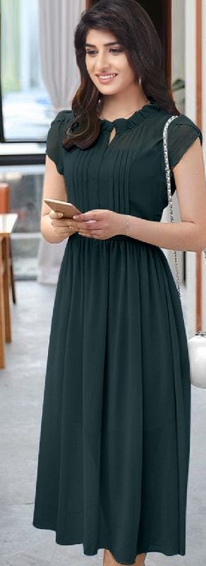 Green Fit and Flare Dress, Packaging Type : Packet