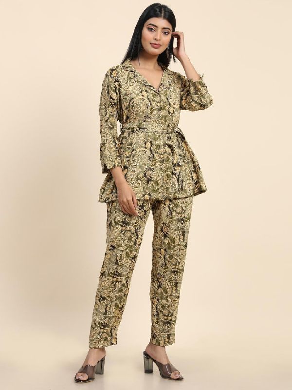 Cotton Green Printed Co-ord Set, Occasion : Casual Wear
