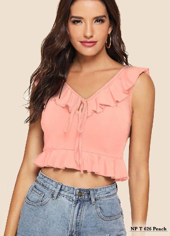 Plain Peach Ruffle Top, Feature : Shrink Resistance, Comfortable