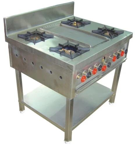 Braham Arpan Stainless Steel Gas Manual Four Burner Cooking Range