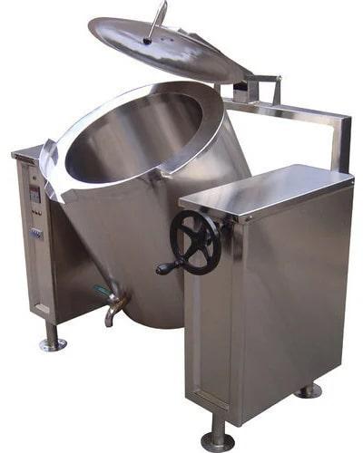 Cylindrical Polished Stainless Steel Tilting Bulk Cooker, for Commercial Use, Capacity : 500-1000 Ltrs