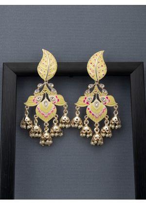 Carved Meenakari Gold Earrings, Gender : Female, Women's