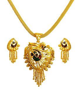 Meenakari Gold Pendant
