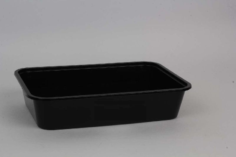500ml Black Rectangular Plastic Container