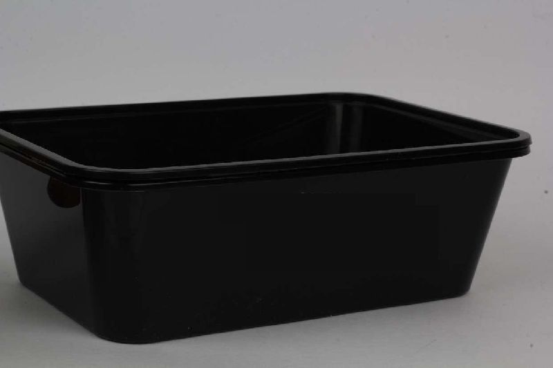 750ml Black Rectangular Plastic Container