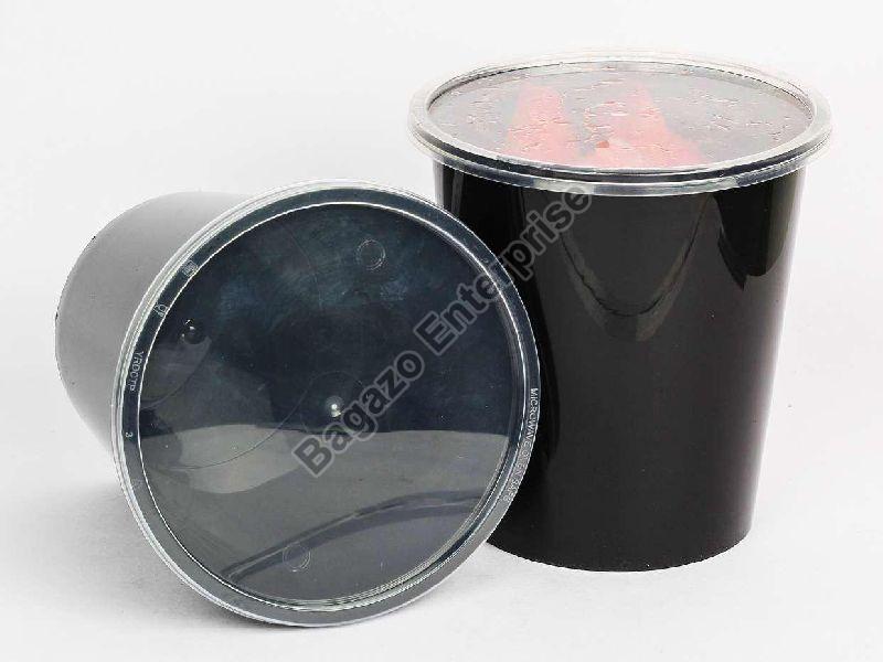 1250ml Black Round Plastic Container