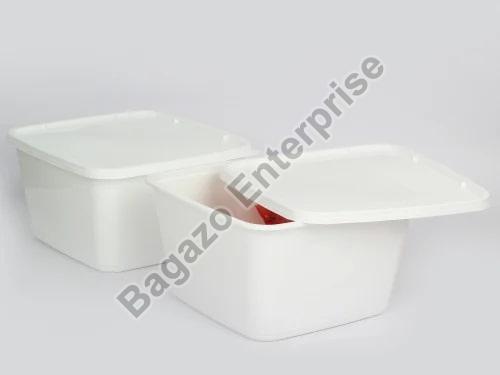 2000ml White Square Plastic Container