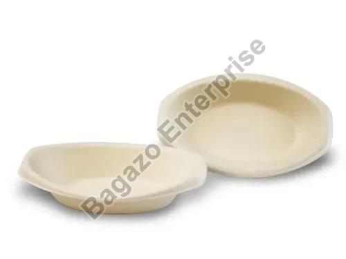 500ml Oval Bagasse Bowl, for Party Supplies, Pattern : Plain