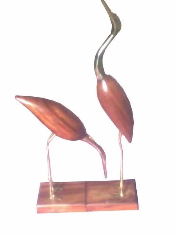 Polished Wooden Swan Pair Showpiece, for Shiny Look, Style : Antique