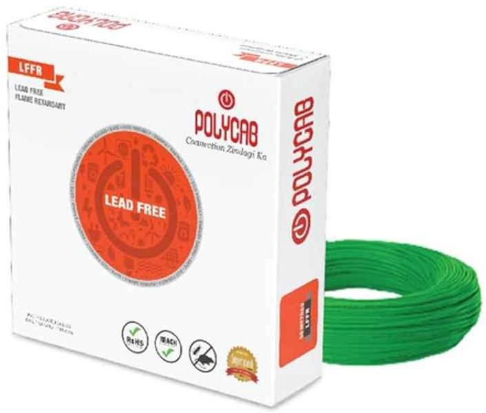 Polycab 6 Sqmm 90m Green Single Core FRLF Multistrand PVC Insulated Unsheathed Industrial Cable