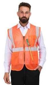 Polyester Orange Safety Reflective Vest Jacket