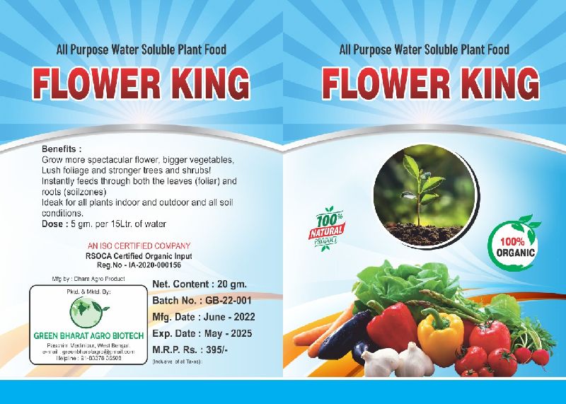 Flower King Water Soluble Plant Food, Form Liquid Green Bharat Agro