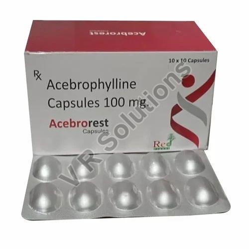 100 Mg Acebrophylline Capsules, Packaging Size : 10x10
