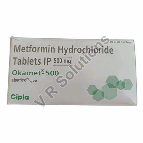 500 Mg Okamet Metformin Hydrochloride Tablets, Packaging Type : Box
