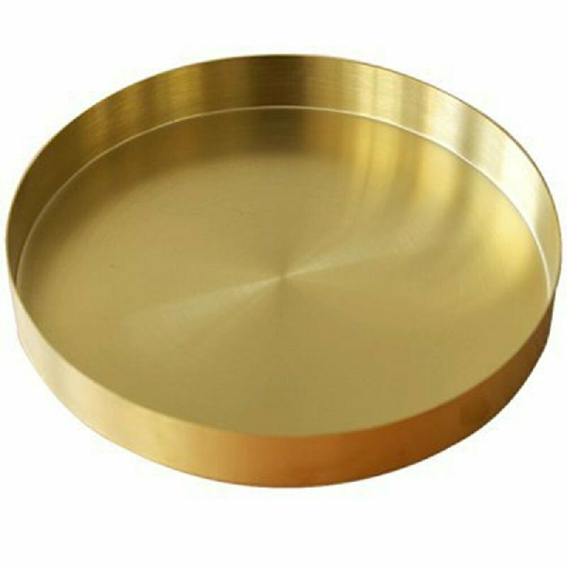 40-50 Gram Polished Wood stainless steel round tray, for Homes, Hotels, Restaurants, Banquet, Wedding