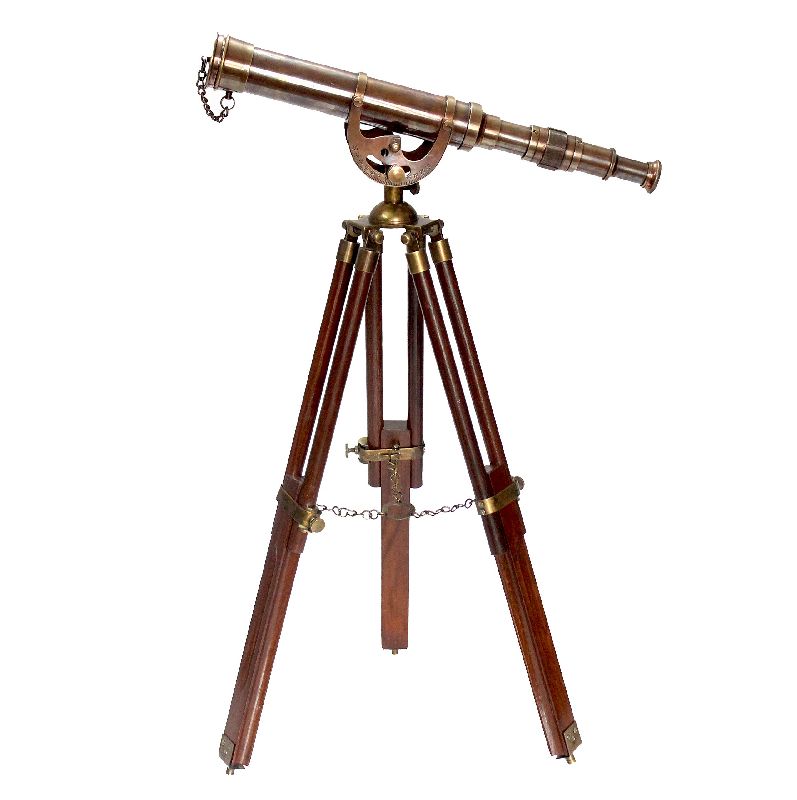 Antique Brass Telescope With Adjustable Tripod