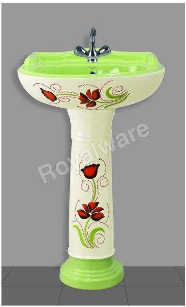 Vitrosa Designer Pedestal Wash Basin, Feature : Printed