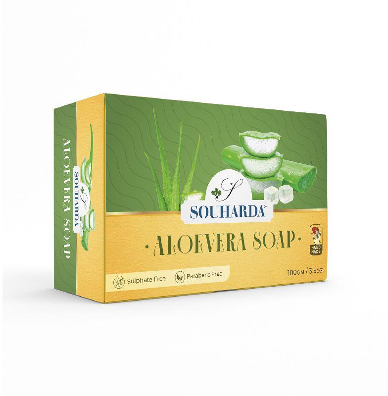 Natural Souharda Aloevera soap, Size : 30gm/50gm/100gm