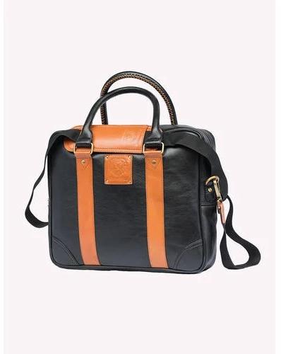 Leather Plain laptop bag, Color : Black Brown