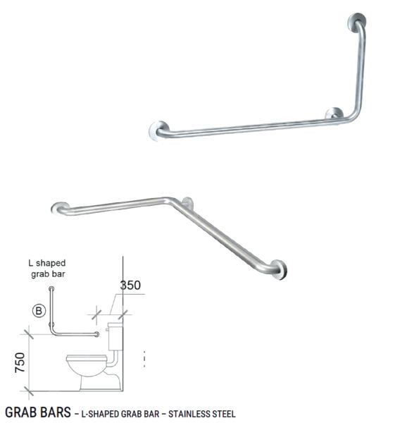 Stainless Steel L Shaped Grab Bar Light Up Studio, Mumbai, Maharashtra