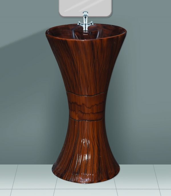 Wooden Designer Series One Piece Pedestal Wash Basin - Real ...