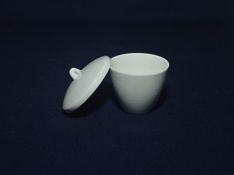 Glazed Ceramic Porcelain Crucibles with Lid, for Heating Chemical Compounds